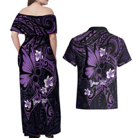 Personalised Fibromyalgia Awareness Month Couples Matching Off Shoulder Maxi Dress and Hawaiian Shirt Fibro Warrior Strength In Every Struggle
