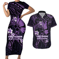 Personalised Fibromyalgia Awareness Month Couples Matching Short Sleeve Bodycon Dress and Hawaiian Shirt Fibro Warrior Strength In Every Struggle
