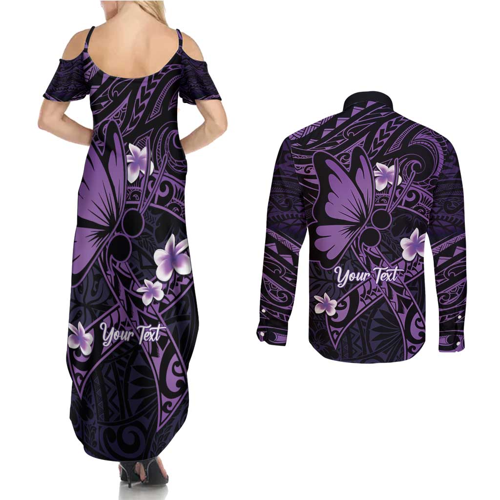 Personalised Fibromyalgia Awareness Month Couples Matching Summer Maxi Dress and Long Sleeve Button Shirt Fibro Warrior Strength In Every Struggle