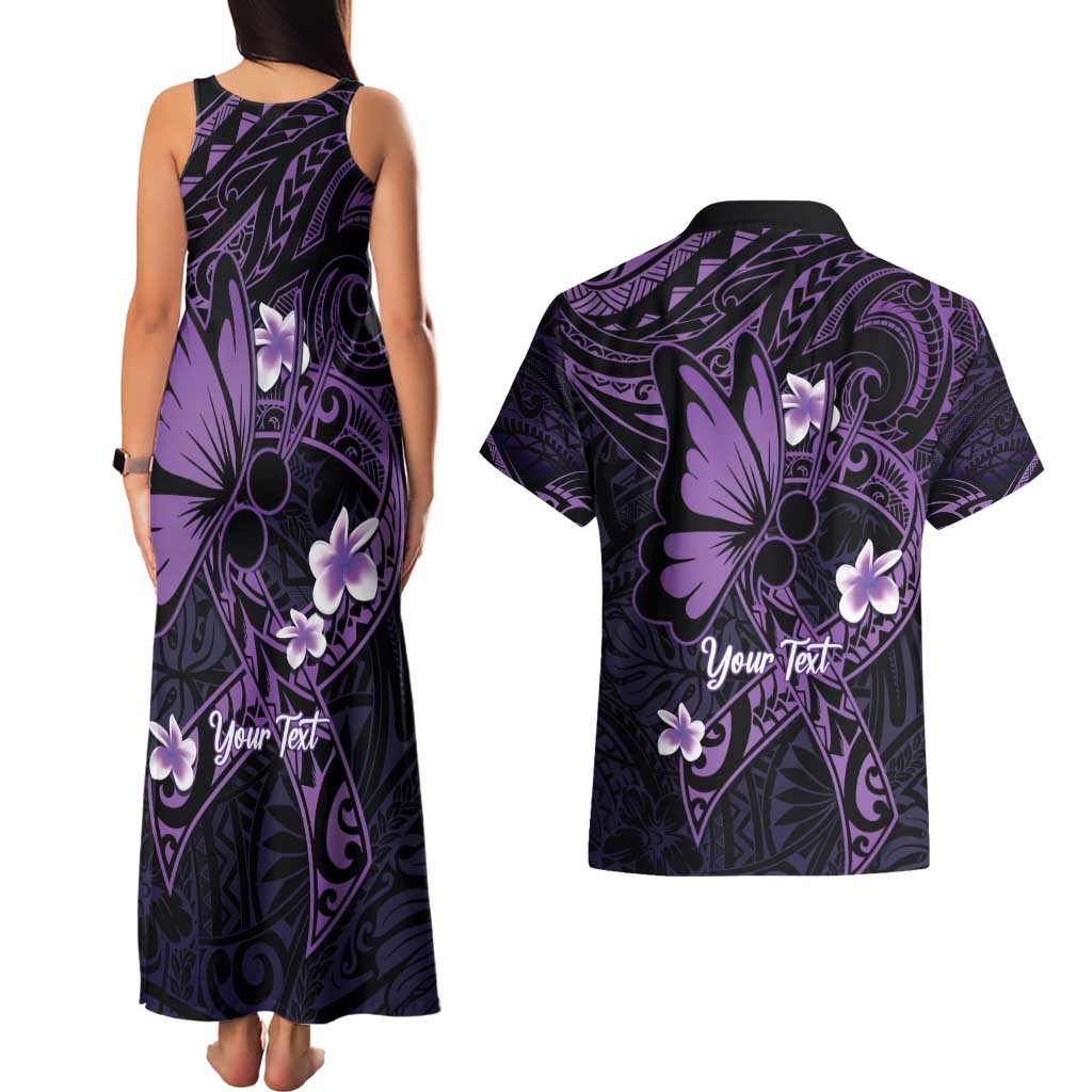 Personalised Fibromyalgia Awareness Month Couples Matching Tank Maxi Dress and Hawaiian Shirt Fibro Warrior Strength In Every Struggle