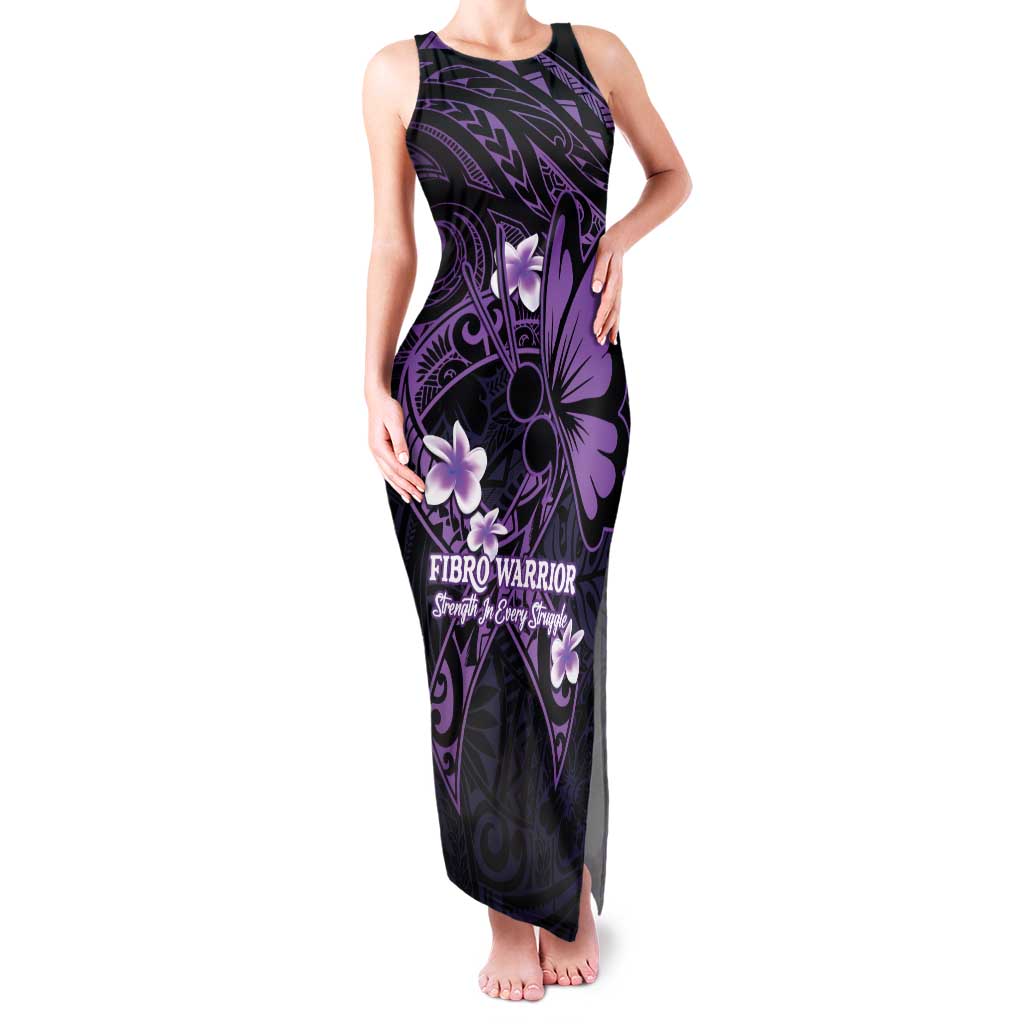 Personalised Fibromyalgia Awareness Month Family Matching Tank Maxi Dress and Hawaiian Shirt Fibro Warrior Strength In Every Struggle