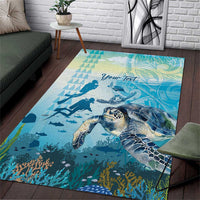 Personalized Snorkeling Hawaii Area Rug Ocean Lover Hawaiian Kakau Honu Turtle
