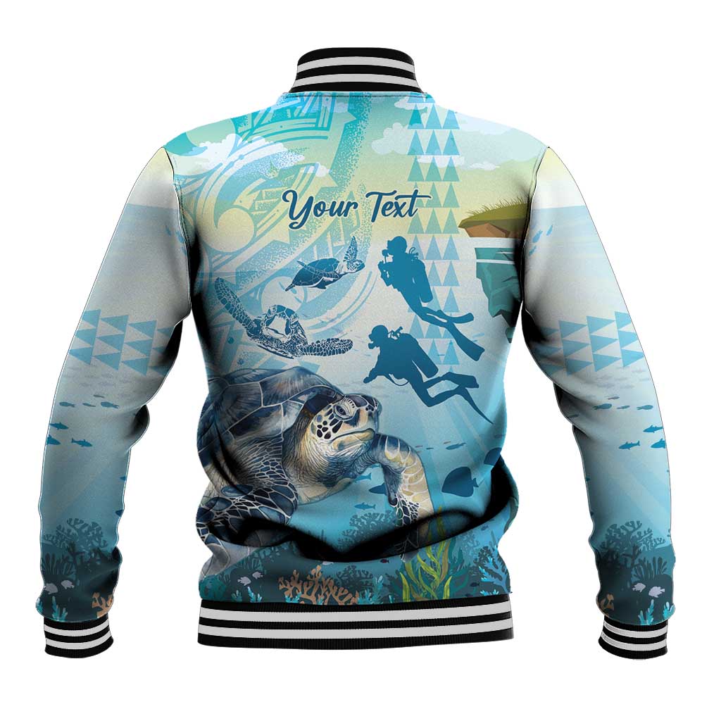 Personalized Snorkeling Hawaii Baseball Jacket Ocean Lover Hawaiian Kakau Honu Turtle