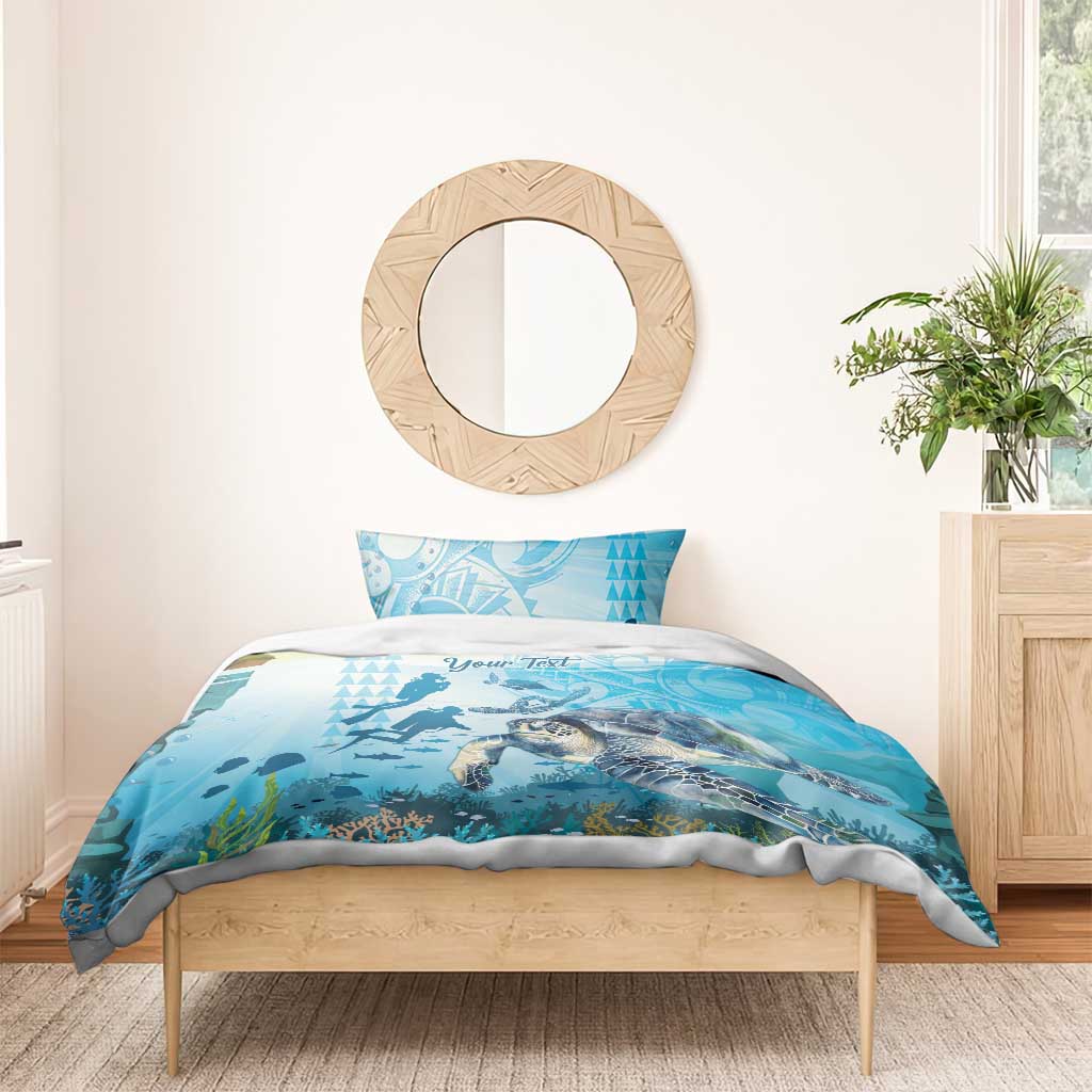 Personalized Snorkeling Hawaii Bedding Set Ocean Lover Hawaiian Kakau Honu Turtle