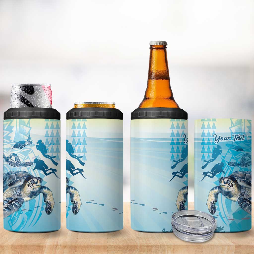 Personalized Snorkeling Hawaii 4 in 1 Can Cooler Tumbler Ocean Lover Hawaiian Kakau Honu Turtle