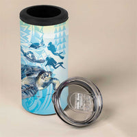 Personalized Snorkeling Hawaii 4 in 1 Can Cooler Tumbler Ocean Lover Hawaiian Kakau Honu Turtle