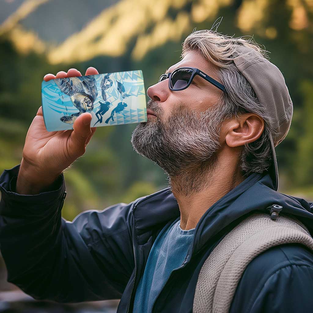 Personalized Snorkeling Hawaii 4 in 1 Can Cooler Tumbler Ocean Lover Hawaiian Kakau Honu Turtle