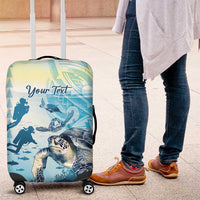 Personalized Snorkeling Hawaii Luggage Cover Ocean Lover Hawaiian Kakau Honu Turtle