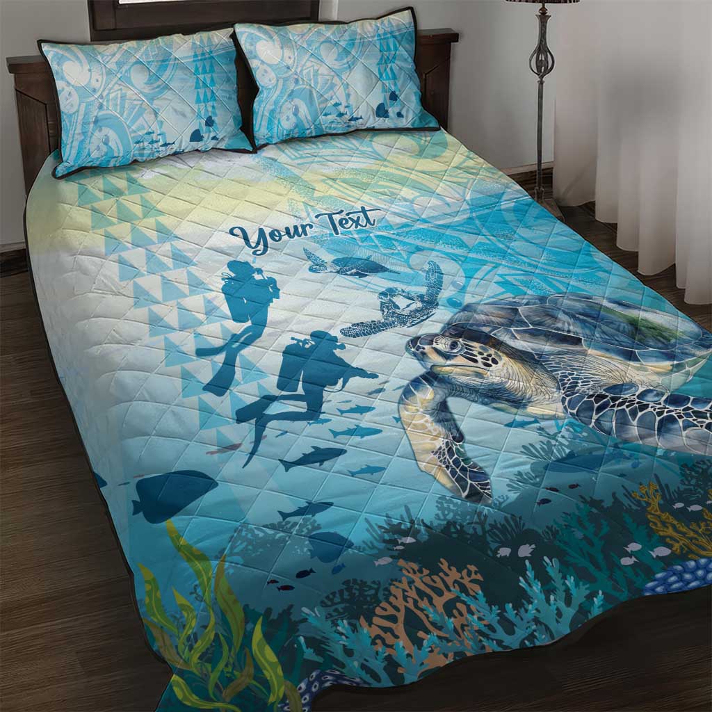 Personalized Snorkeling Hawaii Quilt Bed Set Ocean Lover Hawaiian Kakau Honu Turtle