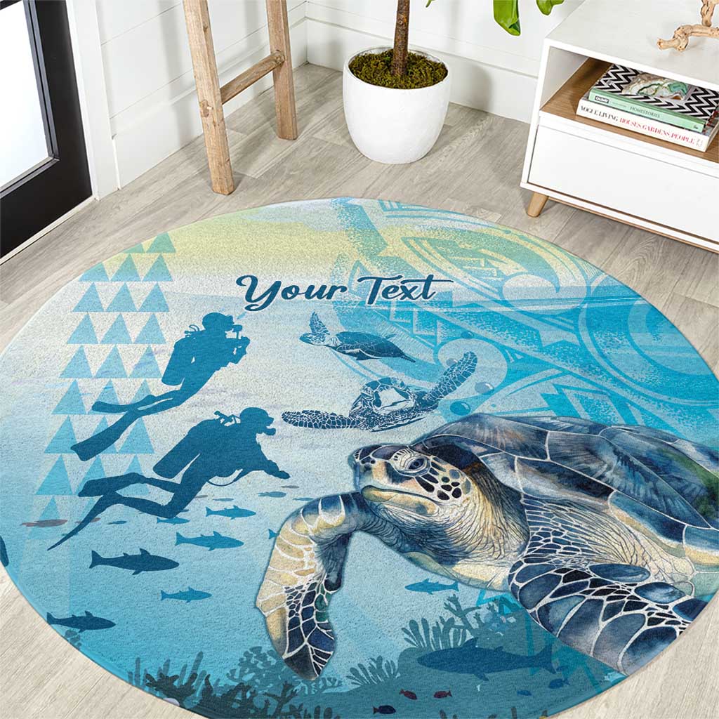 Personalized Snorkeling Hawaii Round Carpet Ocean Lover Hawaiian Kakau Honu Turtle