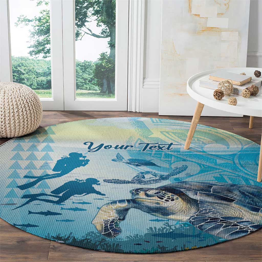 Personalized Snorkeling Hawaii Round Carpet Ocean Lover Hawaiian Kakau Honu Turtle