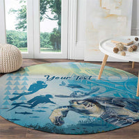 Personalized Snorkeling Hawaii Round Carpet Ocean Lover Hawaiian Kakau Honu Turtle