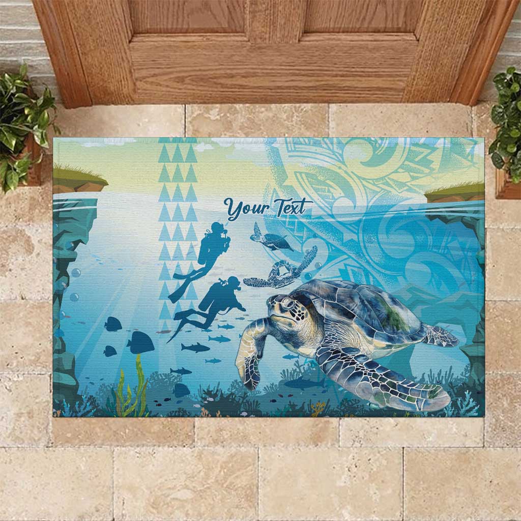 Personalized Snorkeling Hawaii Rubber Doormat Ocean Lover Hawaiian Kakau Honu Turtle