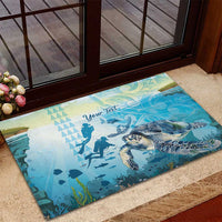 Personalized Snorkeling Hawaii Rubber Doormat Ocean Lover Hawaiian Kakau Honu Turtle