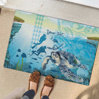 Personalized Snorkeling Hawaii Rubber Doormat Ocean Lover Hawaiian Kakau Honu Turtle
