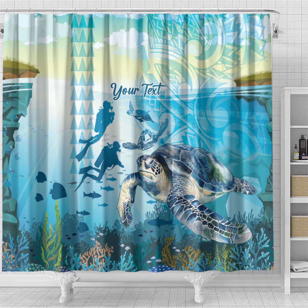 Personalized Snorkeling Hawaii Shower Curtain Ocean Lover Hawaiian Kakau Honu Turtle