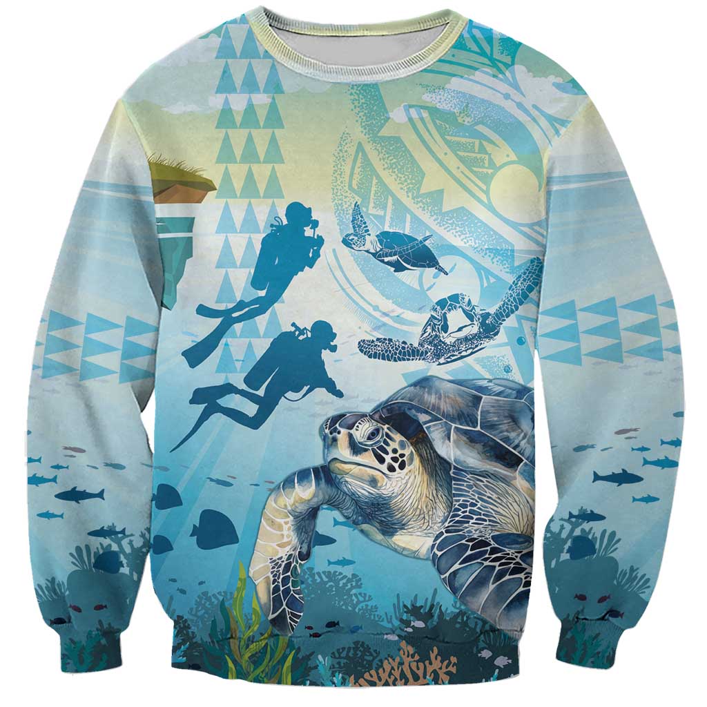 Personalized Snorkeling Hawaii Sweatshirt Ocean Lover Hawaiian Kakau Honu Turtle