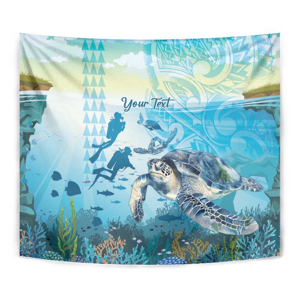 Personalized Snorkeling Hawaii Tapestry Ocean Lover Hawaiian Kakau Honu Turtle