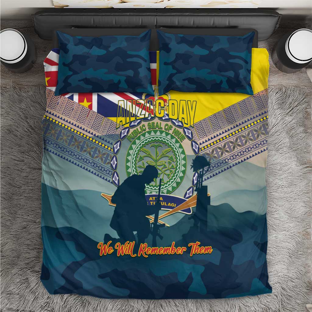Niue ANZAC Day Bedding Set We Will Remember Them Camouflage Style
