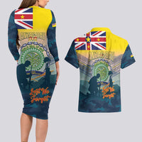 Niue ANZAC Day Couples Matching Long Sleeve Bodycon Dress and Hawaiian Shirt We Will Remember Them Camouflage Style