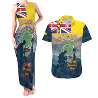 Niue ANZAC Day Couples Matching Tank Maxi Dress and Hawaiian Shirt We Will Remember Them Camouflage Style