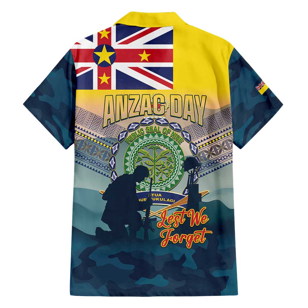 Niue ANZAC Day Family Matching Long Sleeve Bodycon Dress and Hawaiian Shirt We Will Remember Them Camouflage Style