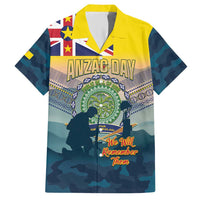 Niue ANZAC Day Family Matching Short Sleeve Bodycon Dress and Hawaiian Shirt We Will Remember Them Camouflage Style