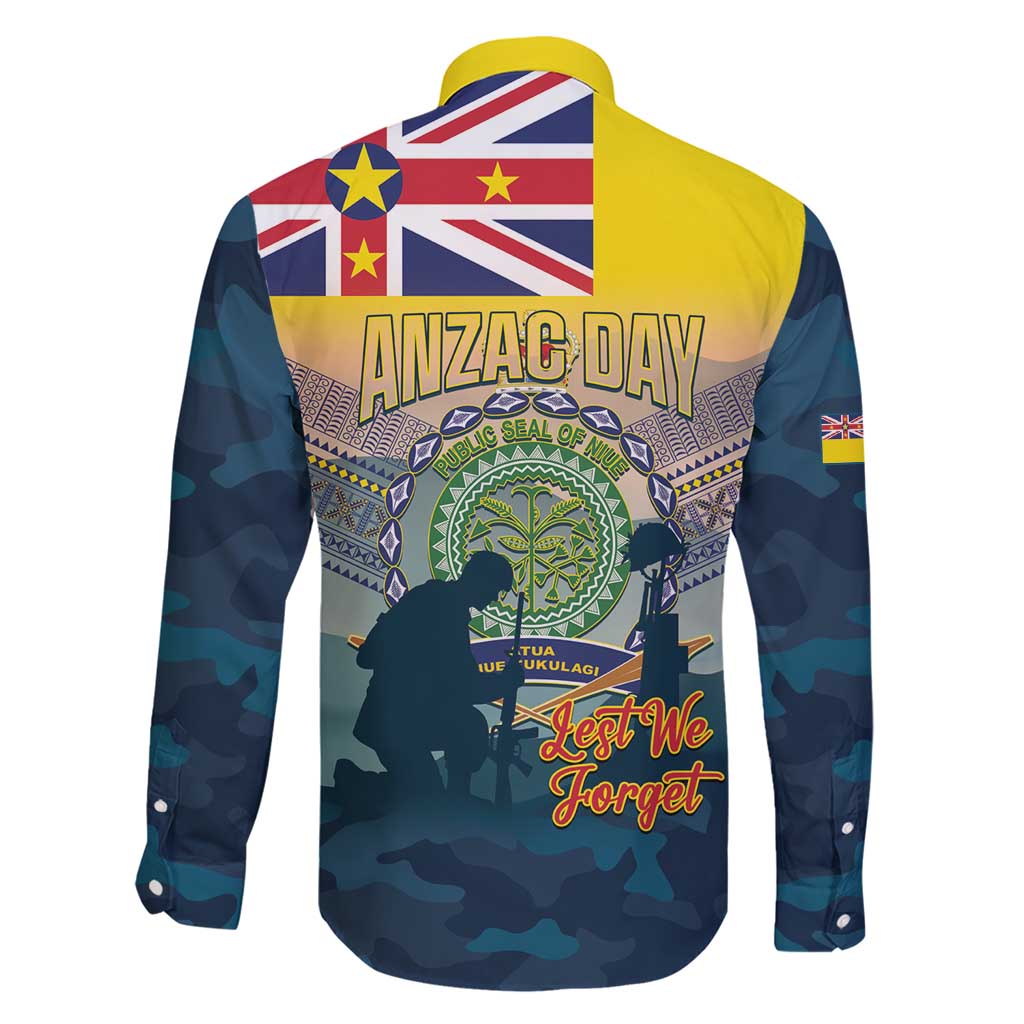 Niue ANZAC Day Family Matching Short Sleeve Bodycon Dress and Hawaiian Shirt We Will Remember Them Camouflage Style