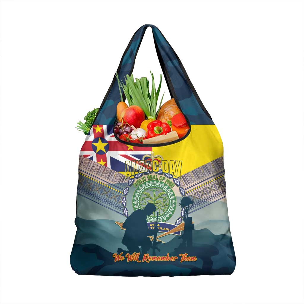 Niue ANZAC Day Grocery Bag We Will Remember Them Camouflage Style