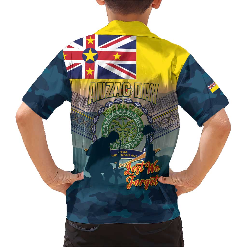Niue ANZAC Day Hawaiian Shirt We Will Remember Them Camouflage Style