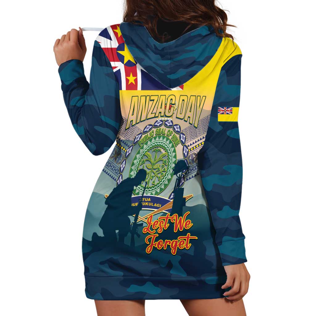 Niue ANZAC Day Hoodie Dress We Will Remember Them Camouflage Style