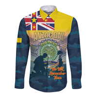 Niue ANZAC Day Long Sleeve Button Shirt We Will Remember Them Camouflage Style
