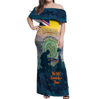 Niue ANZAC Day Off Shoulder Maxi Dress We Will Remember Them Camouflage Style