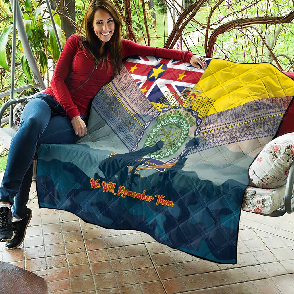 Niue ANZAC Day Quilt We Will Remember Them Camouflage Style