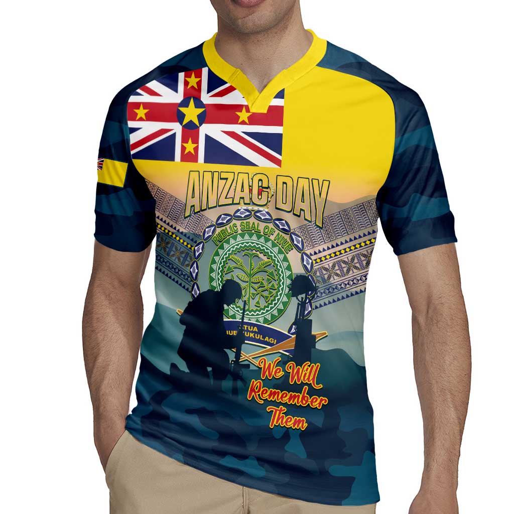Niue ANZAC Day Rugby Jersey We Will Remember Them Camouflage Style