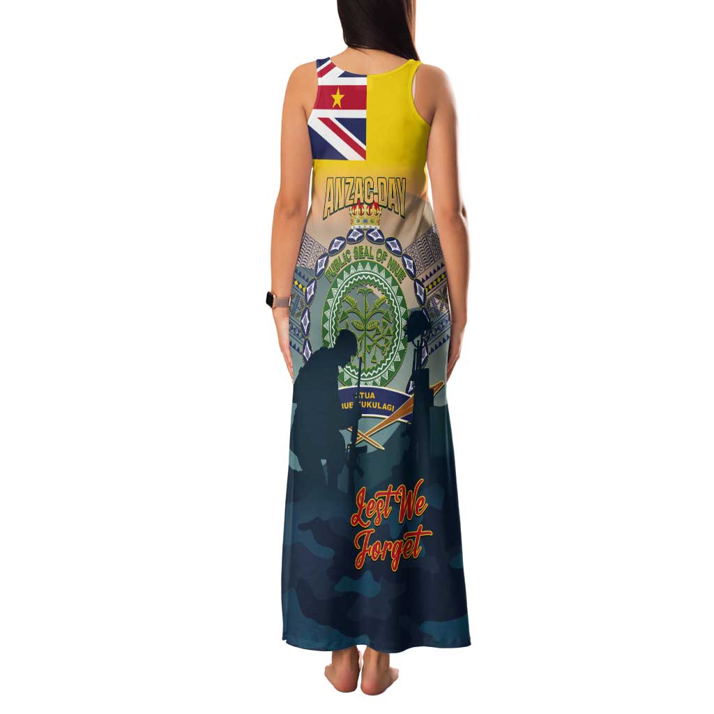 Niue ANZAC Day Tank Maxi Dress We Will Remember Them Camouflage Style