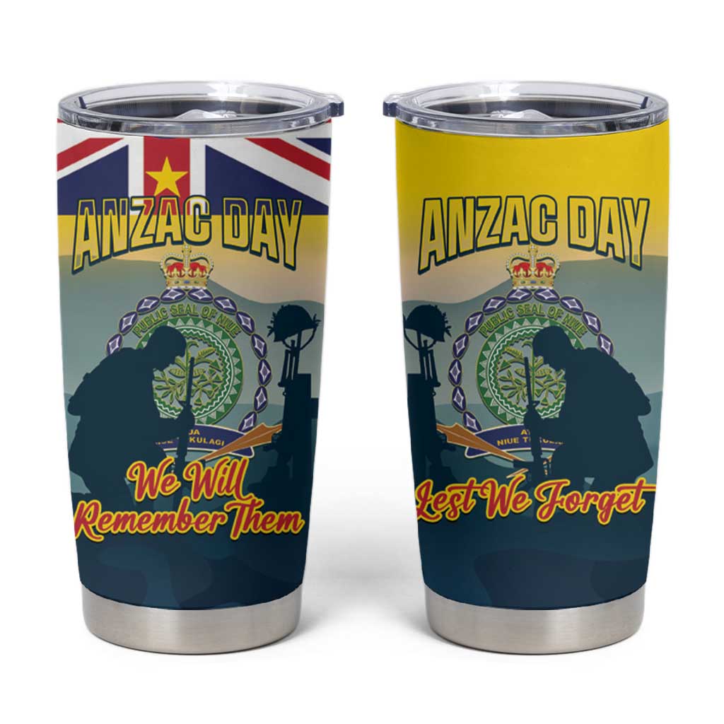 Niue ANZAC Day Tumbler Cup We Will Remember Them Camouflage Style