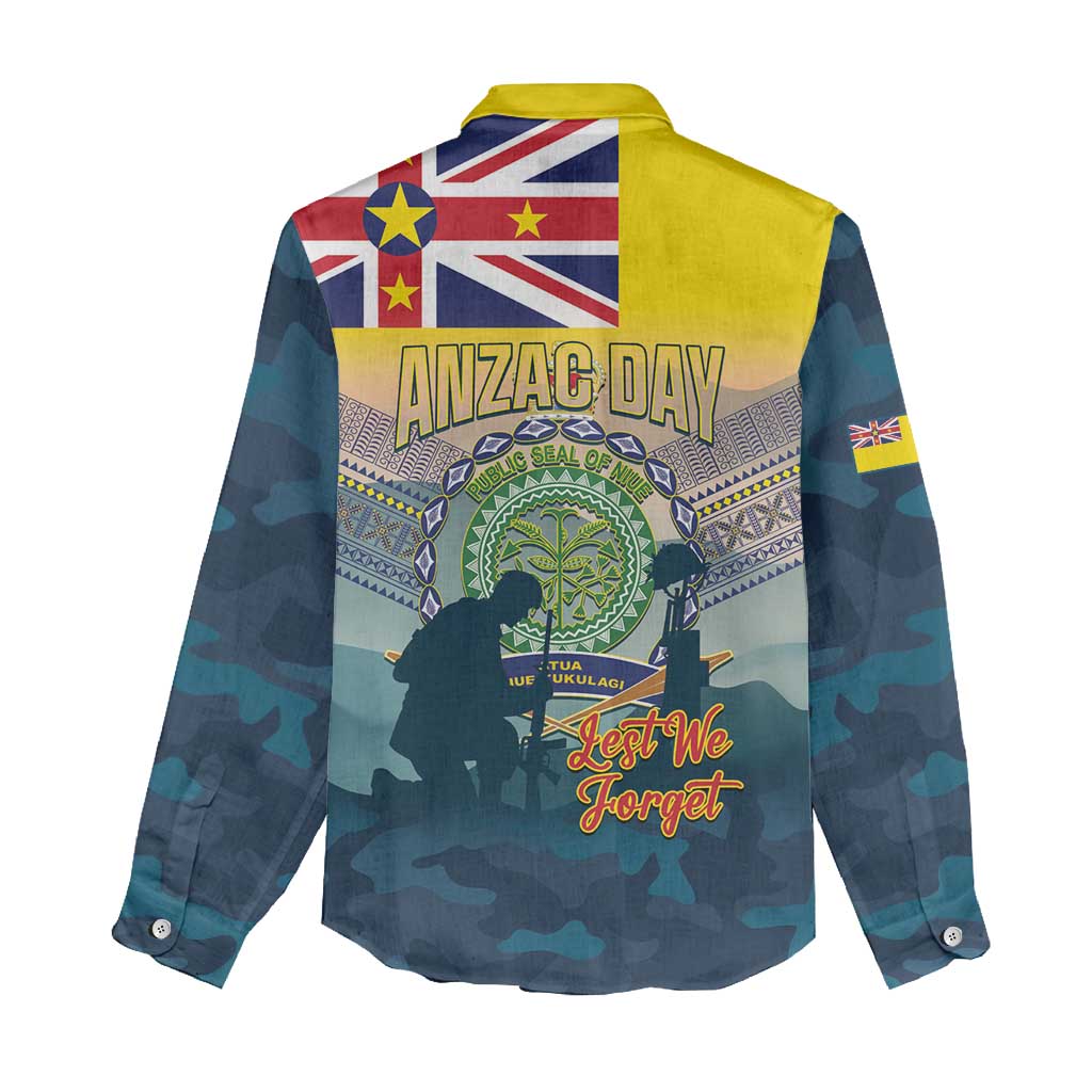 Niue ANZAC Day Women Casual Shirt We Will Remember Them Camouflage Style