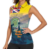 Niue ANZAC Day Women Sleeveless Polo Shirt We Will Remember Them Camouflage Style