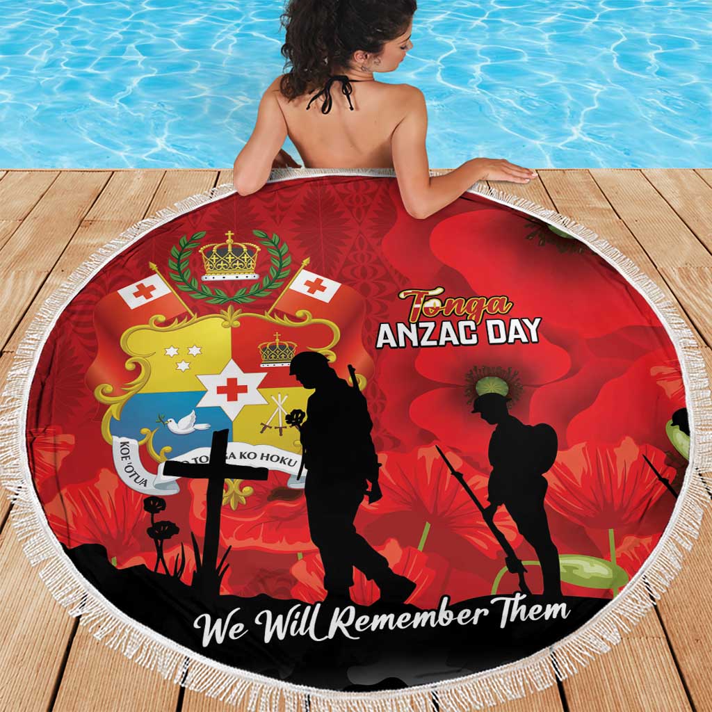 Tonga ANZAC Day Beach Blanket Ngatu Pattern We Will Remember Them