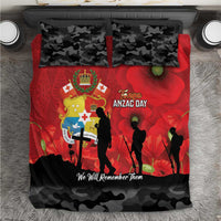 Tonga ANZAC Day Bedding Set Ngatu Pattern We Will Remember Them
