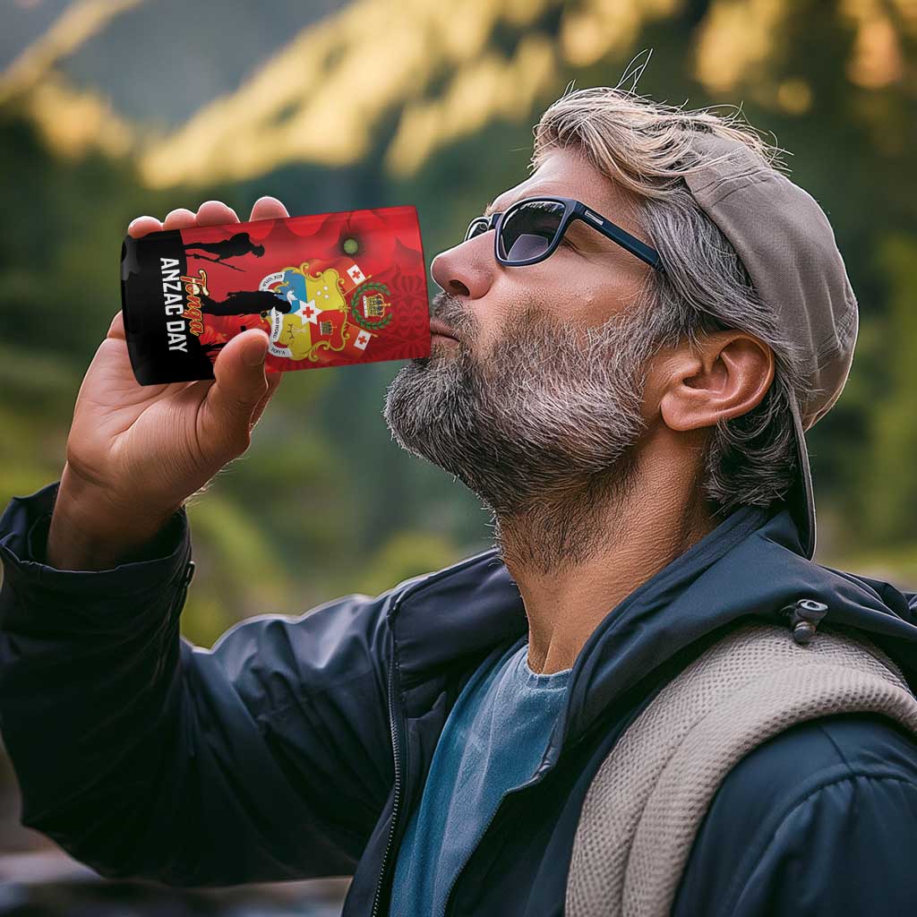 Tonga ANZAC Day 4 in 1 Can Cooler Tumbler Ngatu Pattern We Will Remember Them