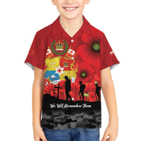 Tonga ANZAC Day Family Matching Off The Shoulder Long Sleeve Dress and Hawaiian Shirt Ngatu Pattern We Will Remember Them