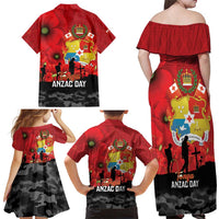 Tonga ANZAC Day Family Matching Off Shoulder Maxi Dress and Hawaiian Shirt Ngatu Pattern We Will Remember Them