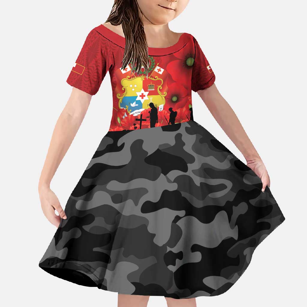 Tonga ANZAC Day Family Matching Tank Maxi Dress and Hawaiian Shirt Ngatu Pattern We Will Remember Them