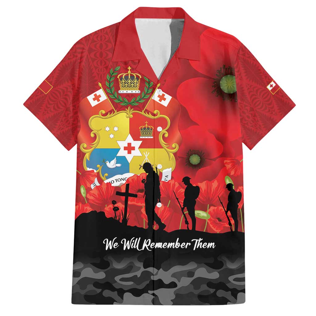 Tonga ANZAC Day Family Matching Tank Maxi Dress and Hawaiian Shirt Ngatu Pattern We Will Remember Them