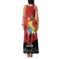 Tonga ANZAC Day Family Matching Tank Maxi Dress and Hawaiian Shirt Ngatu Pattern We Will Remember Them