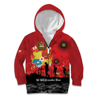 Tonga ANZAC Day Kid Hoodie Ngatu Pattern We Will Remember Them
