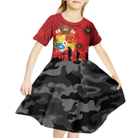 Tonga ANZAC Day Kid Short Sleeve Dress Ngatu Pattern We Will Remember Them