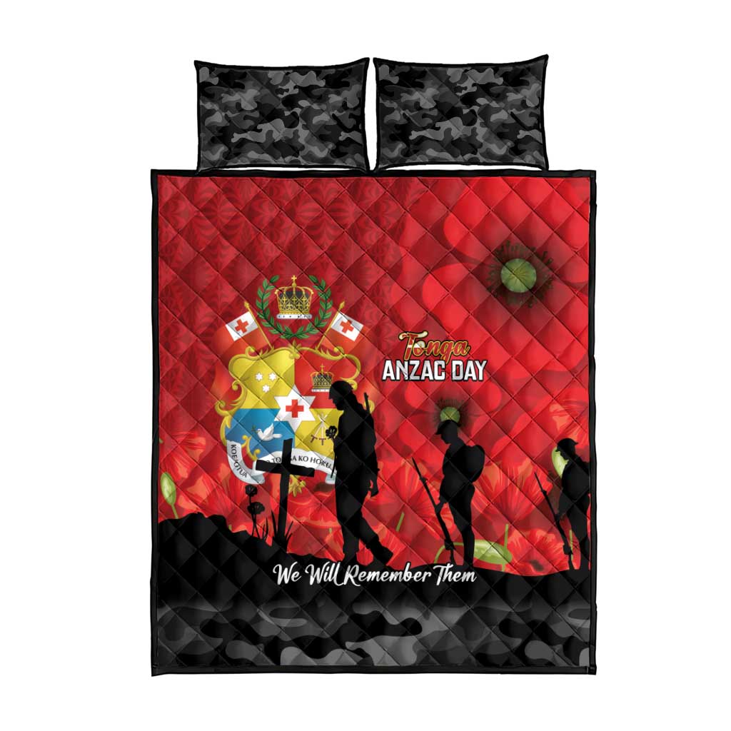 Tonga ANZAC Day Quilt Bed Set Ngatu Pattern We Will Remember Them